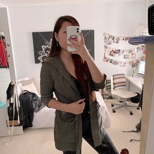 GREEN MID LENGTH DUSTER JACKET